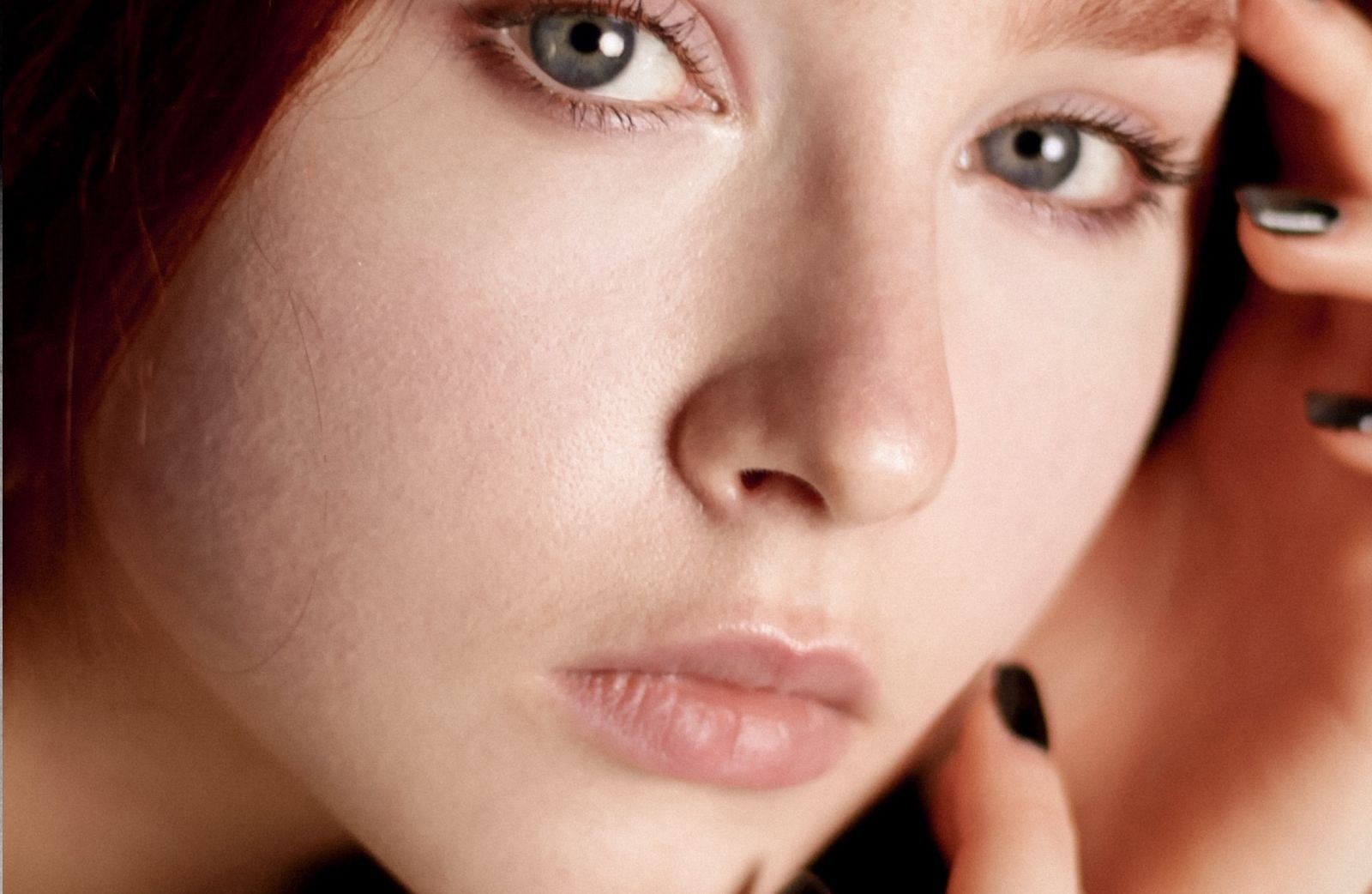 Retoucher working on a portrait close-up
